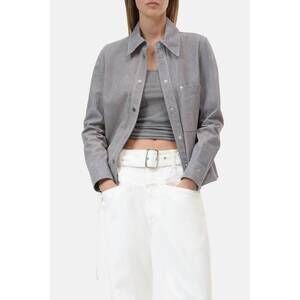 NEW CLOSED slim leather jacket in eclipse blue